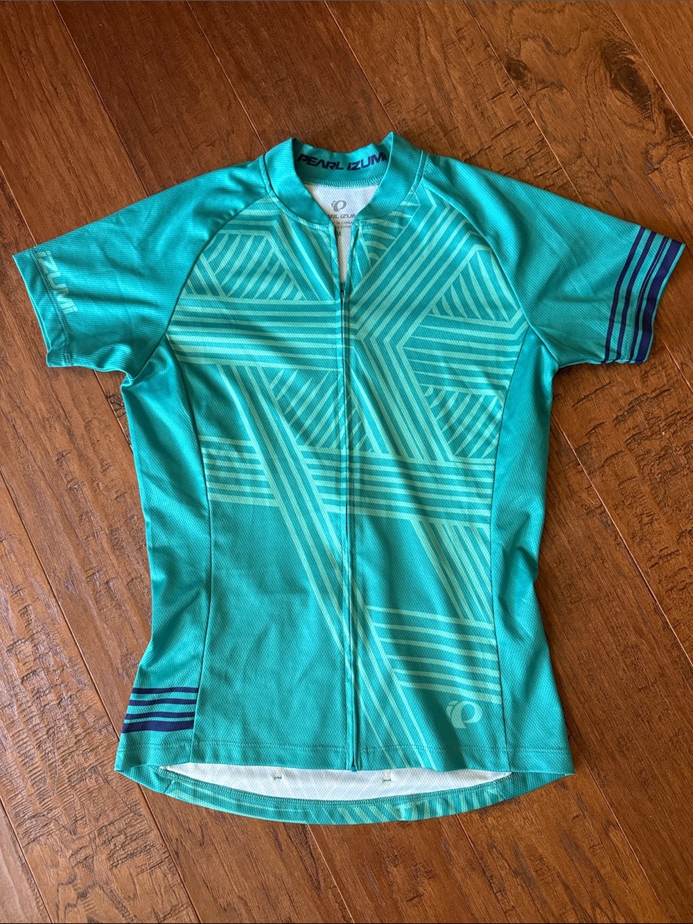 Pearl Izumi Turquoise Geometric Short Sleeve Cycling Jersey